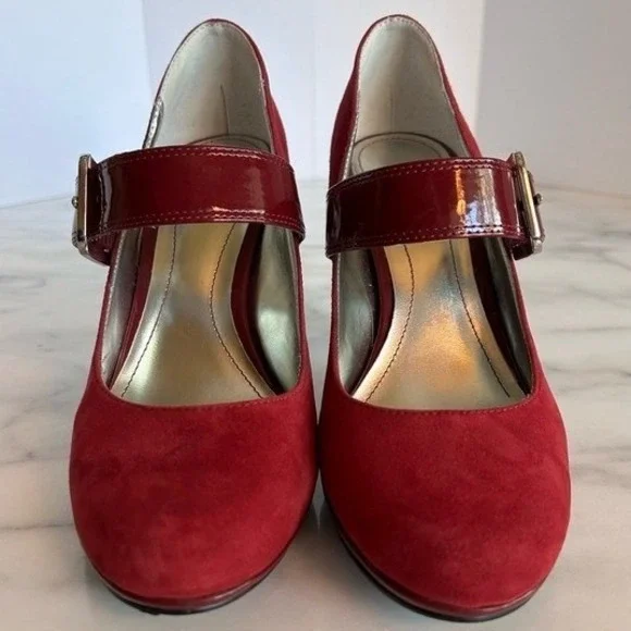 Style Co Womens Cherry Red Suede Mary Jane Patent Leather Shoes Size 7 M - Picture 3 of 16